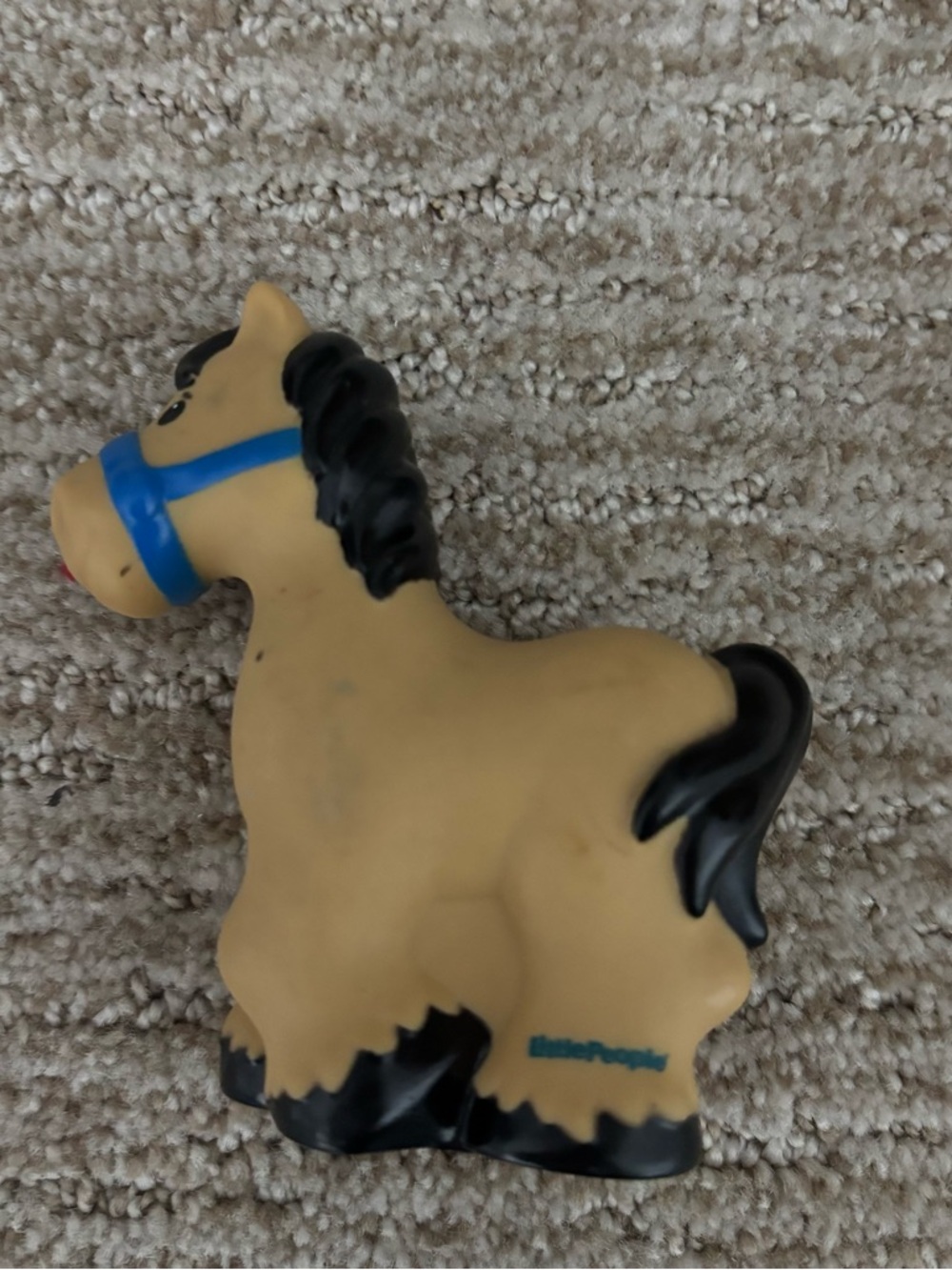 Fisher-Price Tan Horse Toy with Black Mane and Blue Bridle